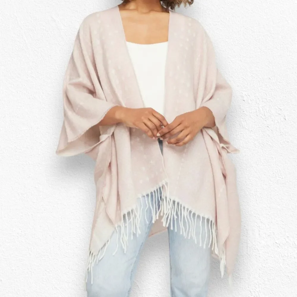 Gentle Fawn Hermosa Pink Fringe Kimono Sweater The Hermosa Cover Up Size Small
